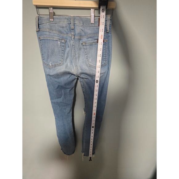 7 For All Mankind Jeans Sz 26 Light Wash Distressed Ripped Skinny Denim Fall - Picture 5 of 7